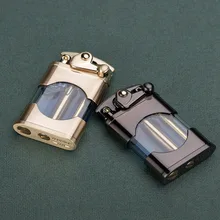  Zorro Rocker Kerosene Lighter Transparent Fuel Tank Metal Retro Grinding Wheel Lighter Visual Fuel Tank Lighter Men's Gift 