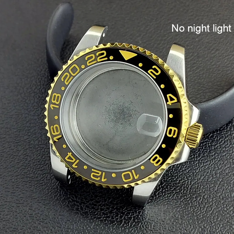 40MM Sapphire Glass GMT Bidirectional Rotation Watch Case with Accessories