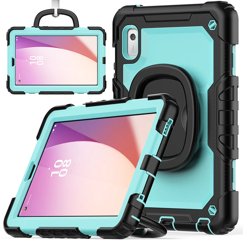 Rugged 360° Rotating Kickstand Tablet Case with Shoulder Strap & Anti-Fall Protection