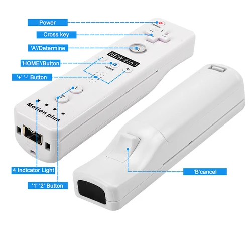Wii 콘솔용 Nunchuck 컨트롤러 포함 리모컨, Wii 게임용 모션 플러스 포함 무선 게임패드, 2 개 4