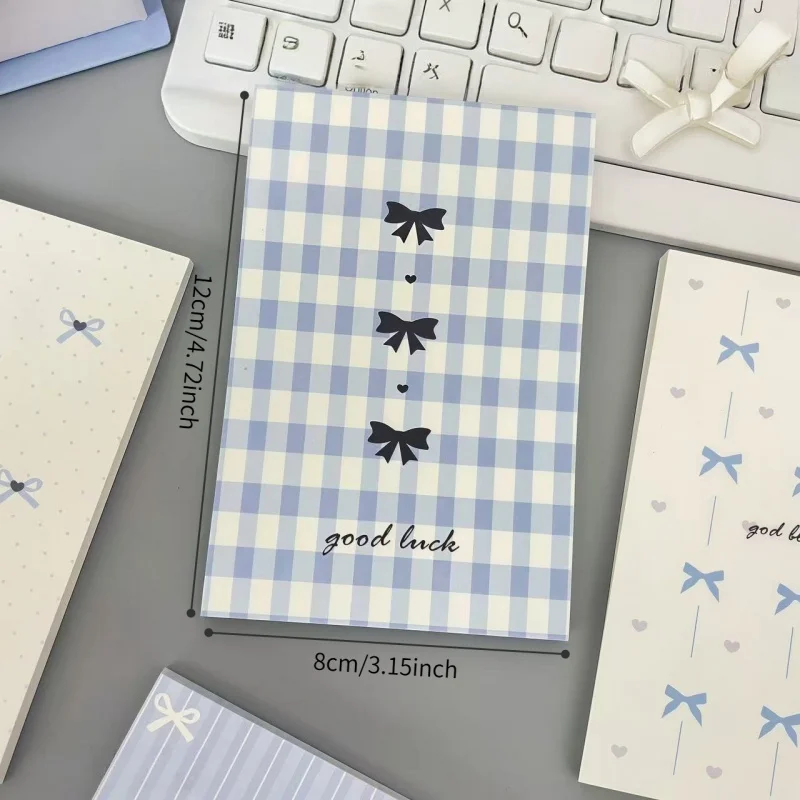 Blocco note A7 Blue Bow da 50 pagine/libro, blocco note portatile per messaggi, per l'ufficio degli studenti - immagine 2