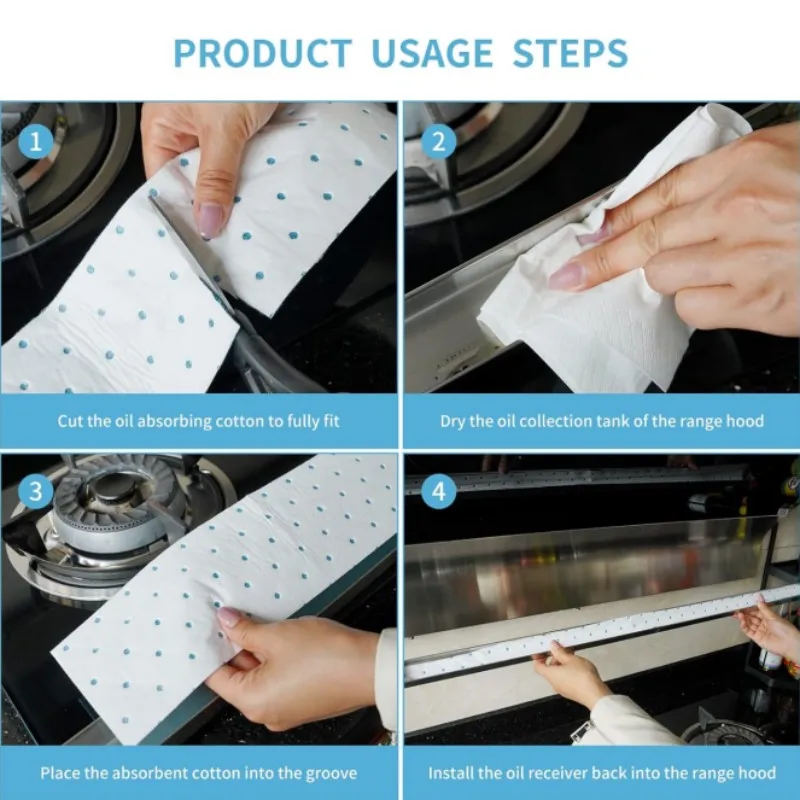 10PCS Kitchen Range Hood Absorbent Cotton Paper Disposable Grease Filter Oil-absorbing Paper Kitchen Ventilator Protection