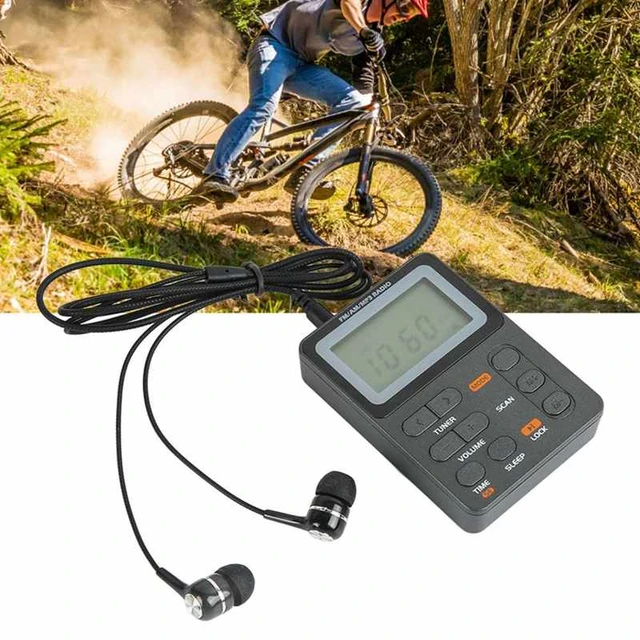 Radio portátil AM FM de dos bandas con reloj despertador y temporizador de  sueño estéreo de sintonización digital con conector para auriculares de 3,5  mm para caminar, trotar, acampar, negro