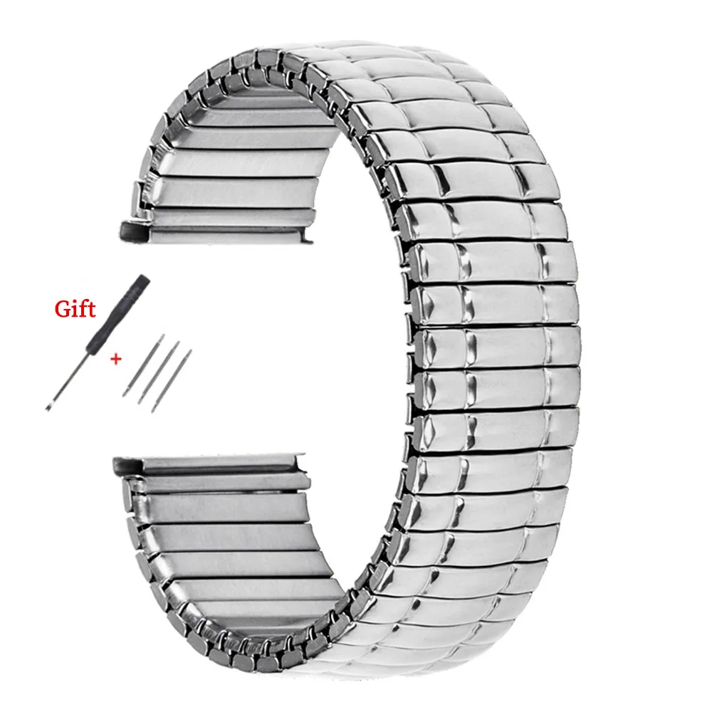 Stainless Steel Elastic Stretch Bracelet Strap - Silver & Gold
