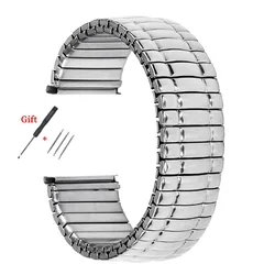 Stainless Steel Elastic Stretch Bracelet Strap - Silver & Gold - 16mm (Silver)