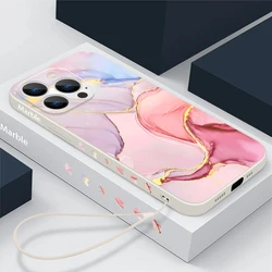 Luxurious Colorful Marble Shockproof Lanyard Phone Case Cover for iPhone 18 Pro Max (A410 with Strap)