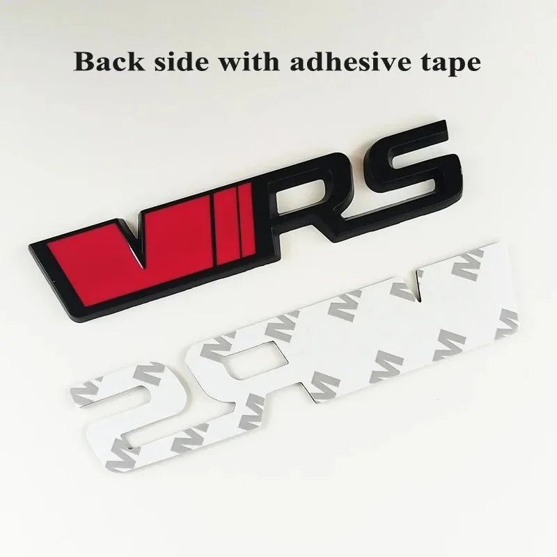 3D 메탈 RS 로고 VRS 자동차 전면 그릴 엠블럼 후면 트렁크 배지 스코다 VRS 옥타비아 1 2 3 라피드 코디악 카록 파비아 카미크 슈퍼브용