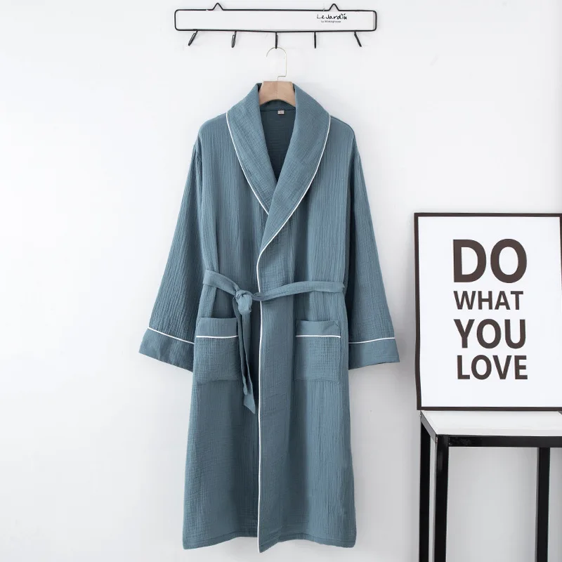 Women's Bathrobe Pure Cotton Large Size Spring Autumn Sleepwear Robe Long Sleeve Couple Home Wear Clothing Female Night Robes