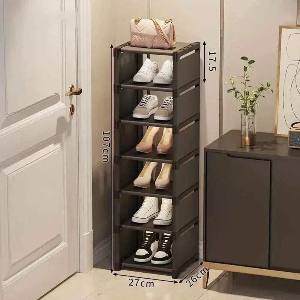 shoe rack Small shoe cabinet widened against wall door multi-storey household storage rental