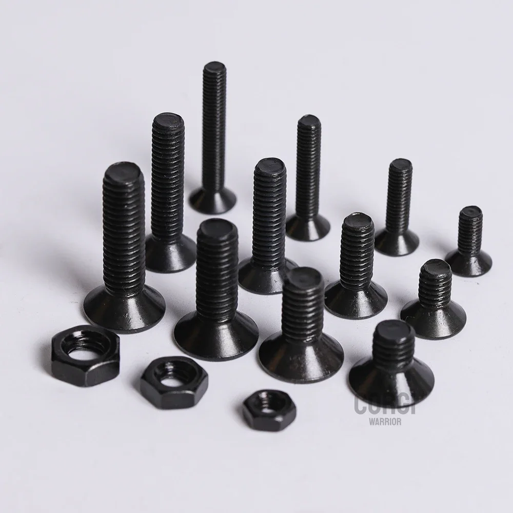 200/340/360 Pcs 소켓 플랫 헤드 나사 키트 M2 M2.5 M3 DIN7991 검정색 등급 10.9 육각 너트 카운터 싱크 볼트 나사 모음 세트