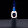 Jobon Direct Injection Three Flame Blue Flame Lighter Charging Gas Mixed Lighter Touch Sensing Electric Quantity Display Tools 6