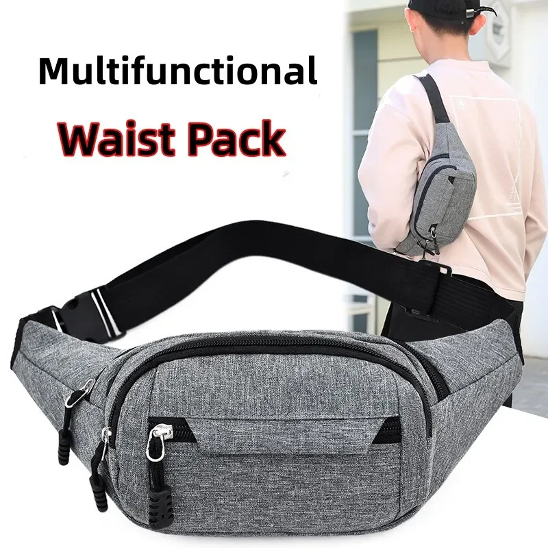 

Women Men Waist Bag Chest Pack Waterproof Outdoor Sports Bag Canvas Pouch Korean-style Fanny Pouch Crossbody Banana Bag