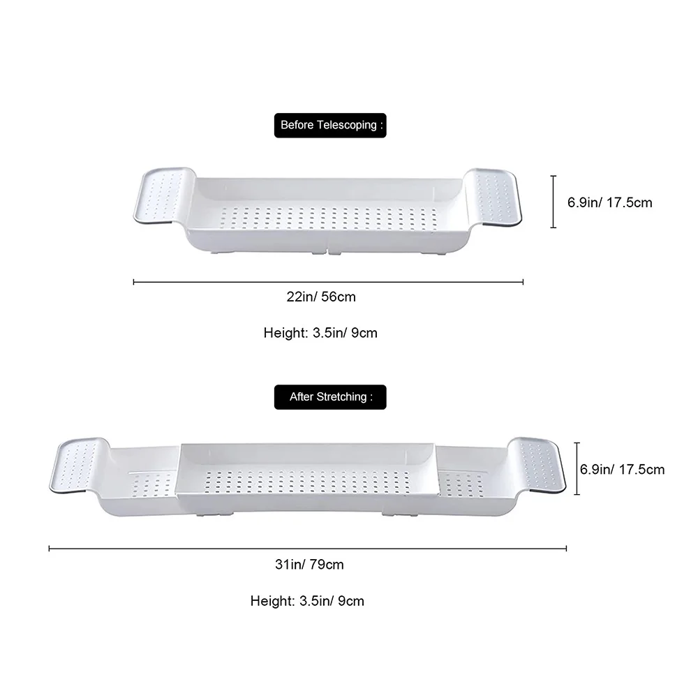 Expandable Bathtub Tray Spa Tub Organizer Rack Food Wine Book Phone Table Holder Water Proof Shelf Bathroom Bathtub Accessories images - 6