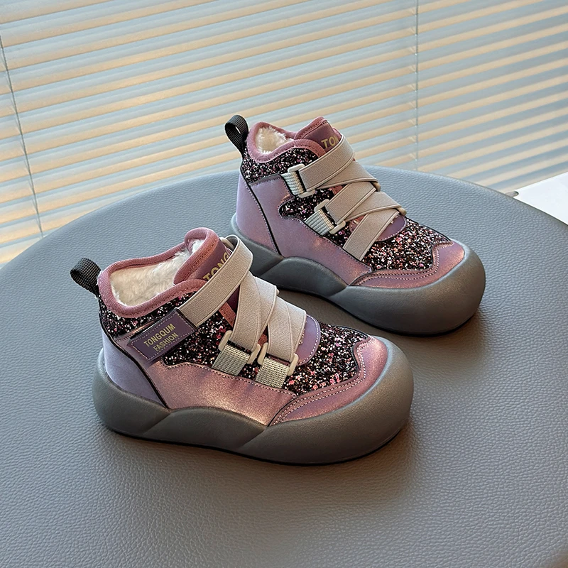 Girls Winter Snow Boots Soft Sole Breathable Plush Lining Shoes