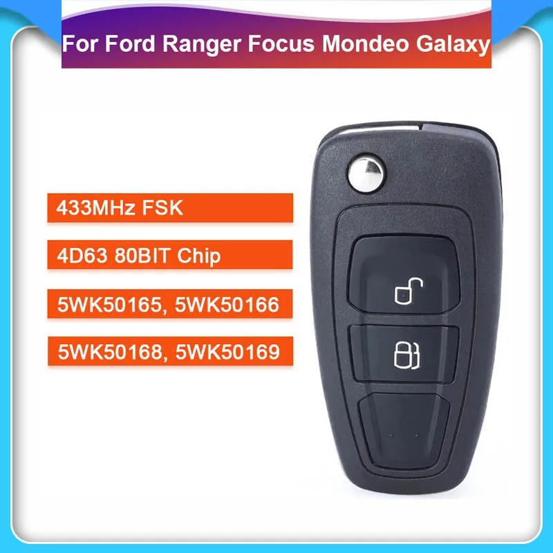 

NHkey для Ford Ranger 2011-2015 дистанционный ключ-брелок от машины 433mhz Fsk 4D63/4D83Chip 5WK50165 5WK50166 5WK50168 5WK50169 2 кнопки