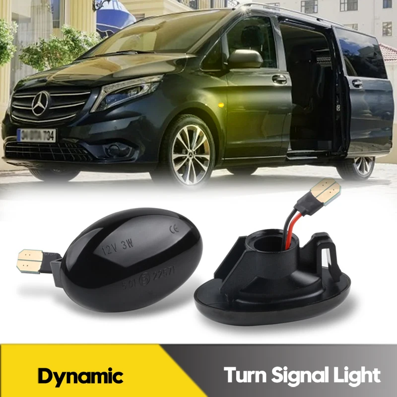 

2Pcs Canbus LED Dynamic Side Marker Lights Turn Signal Lamps For Mercedes Benz Smart Fortwo 450 452 Vito Viano Citan Metris W168