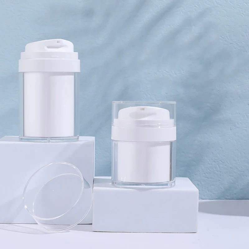 

50/100ml Cosmetic Jar Plastic Cream Refillable Cans Vacuum Bottle Press Style Cream Jar Vials Airless Cosmetic Container