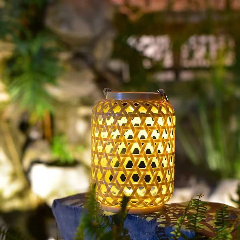 Description Picture 6 of itemOutdoor Solar Hanging Lantern Solar Rattan Lantern IP55 Waterproof Solar Powered Retro Pendant Light for Yard Patio Lawn Pathway