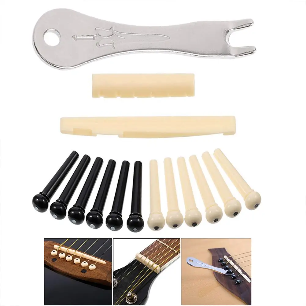 

16 Pcs Musical Instruments Replacement Accessories Acoustic Guitar Bridge Pins Guitar Pins Remover Guitar Pegs Bridge Saddle Nut