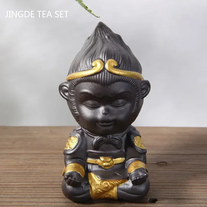 Handmade Purple Clay Monkey King Tea Pet Zen Tea Set Decoration Sun Wukong Sculpture Tea Figurine Chinese Teaware Accessories