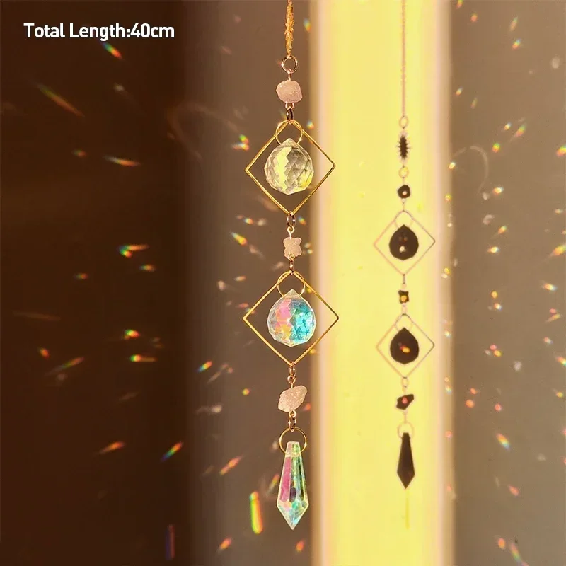 Tree of Life Crystal Prism Suncatcher Wind Chime for Home and Garden Decoration