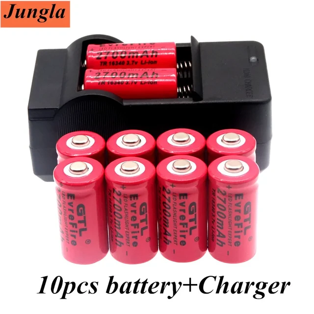 2700mAh Rechargeable 3.7V Li-ion 16340 Batteries CR123A Battery