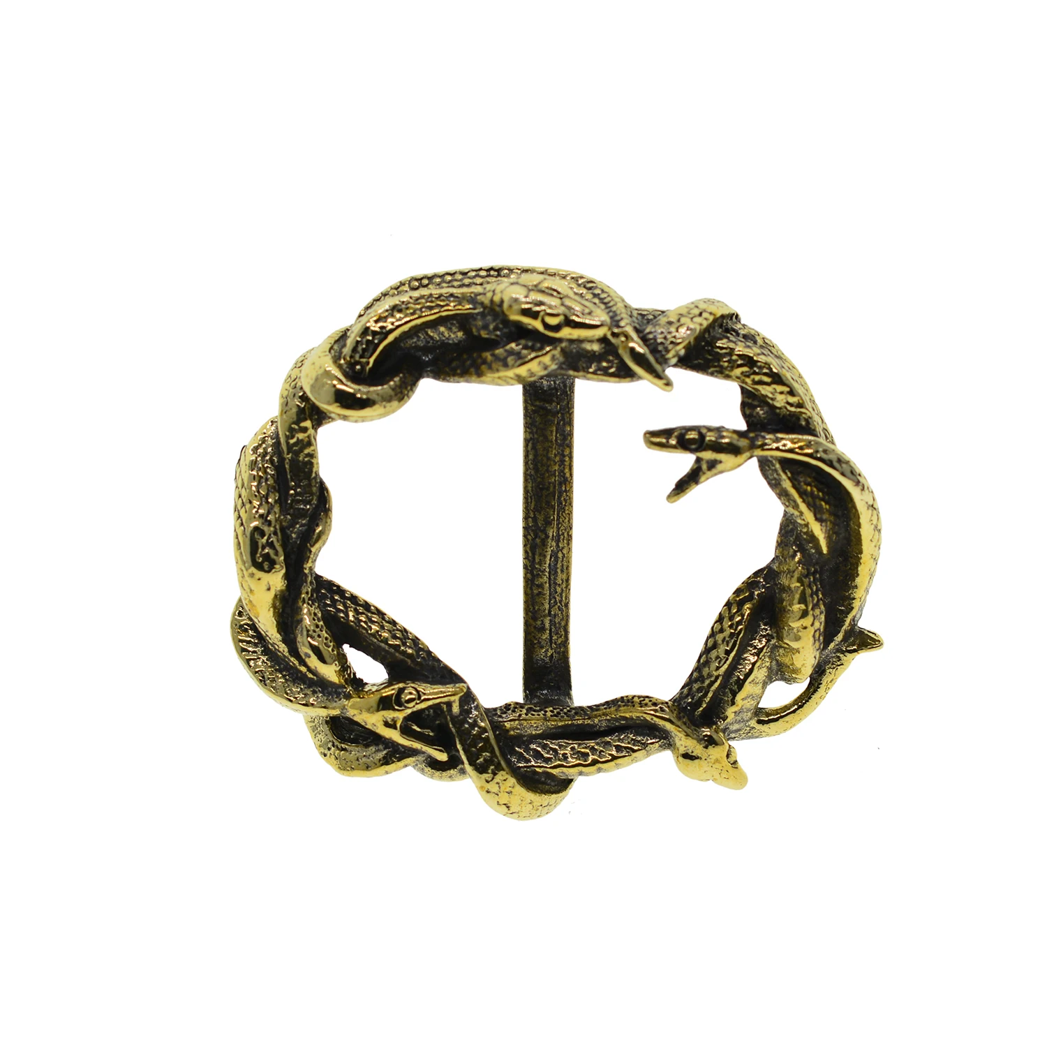 

handmade Viking super fine Itlay solid brass pin lock belt buckle for 1.5inch belt 3D craved snake viper Nestle pattern