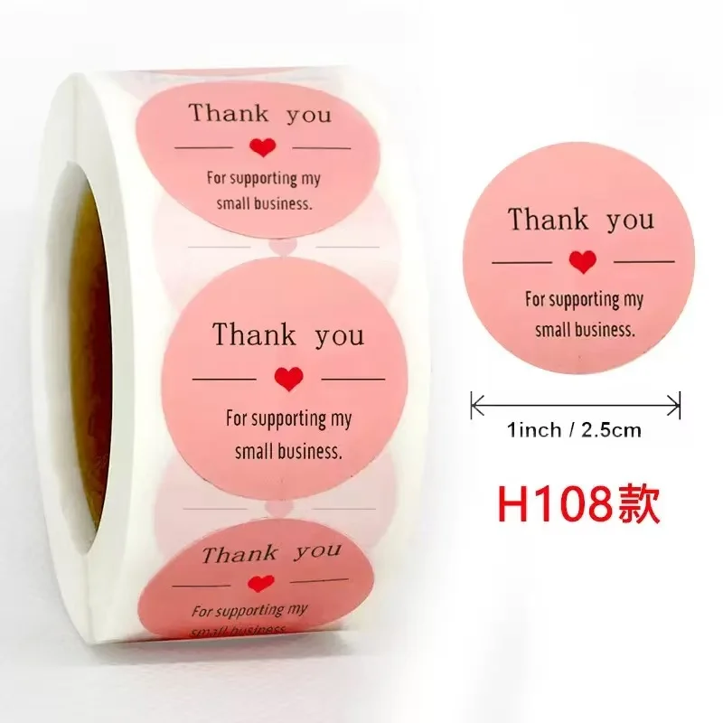 Thank You for Supporting My Small Business Stickers-Pink Thank You Stickers Roll Labels|Used for Business,Online Sellers