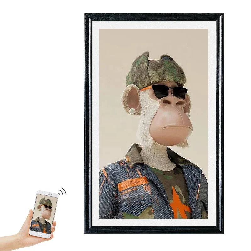 Usingwin Montaggio A Parete Antiriflesso Touch 27 "Cornice Digitale Wifi Touchscreen Lettore Modello 3D Cornice Digitale Foto