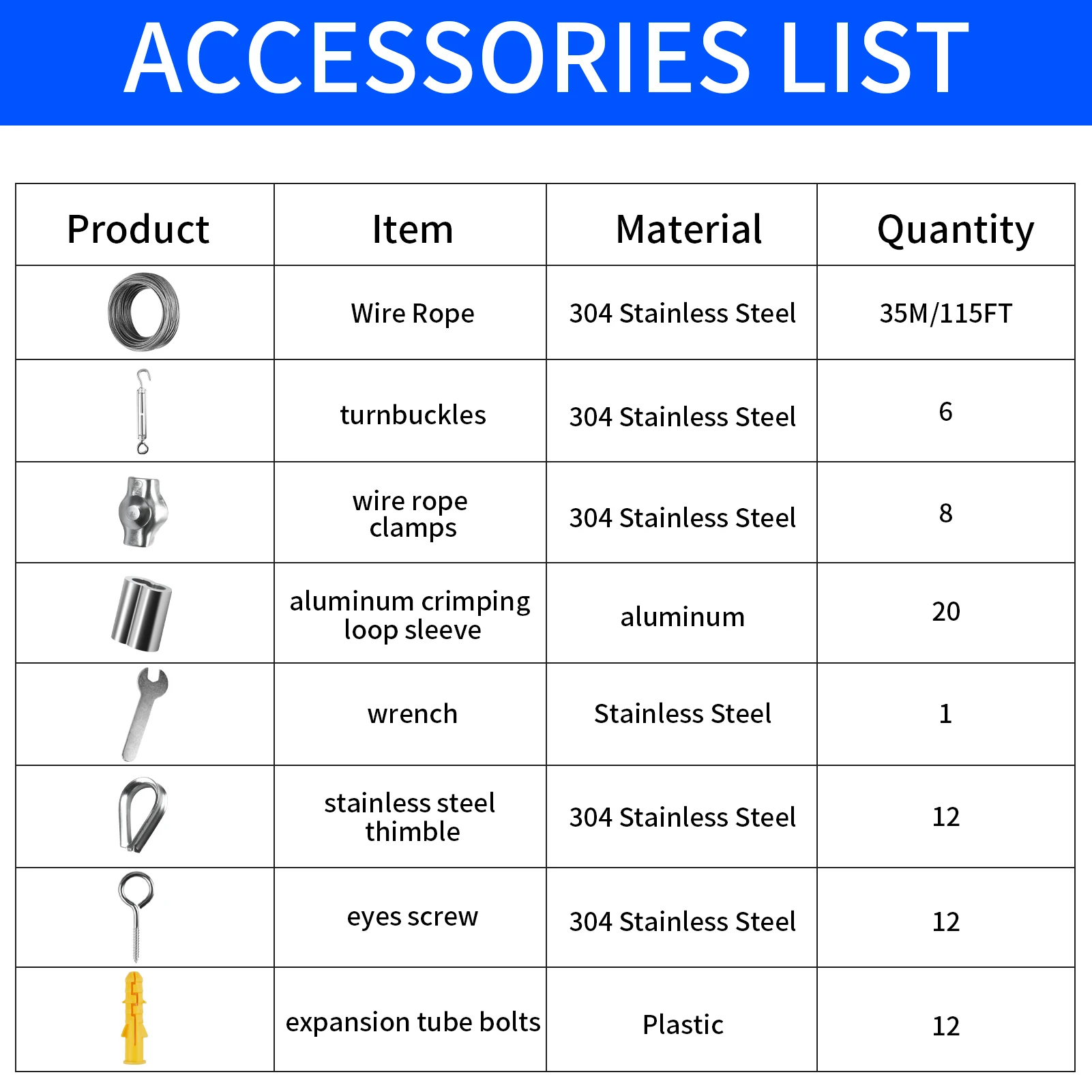 Heavy Duty 72-Piece Sun Shade Sail Hardware Kit for Outdoor Garden Installation