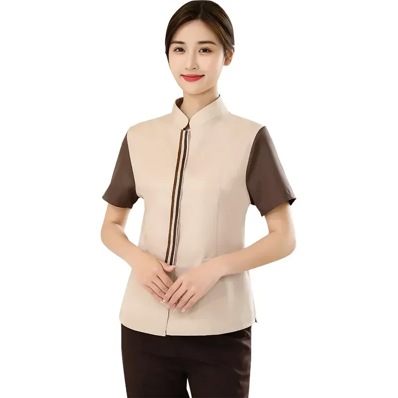 

Restaurant Housekeeping Clothes Cleaning Women's Costume Top Uniforms Waiter Ladies Work Pedicure Hotel Dishwasher Shirt Staff
