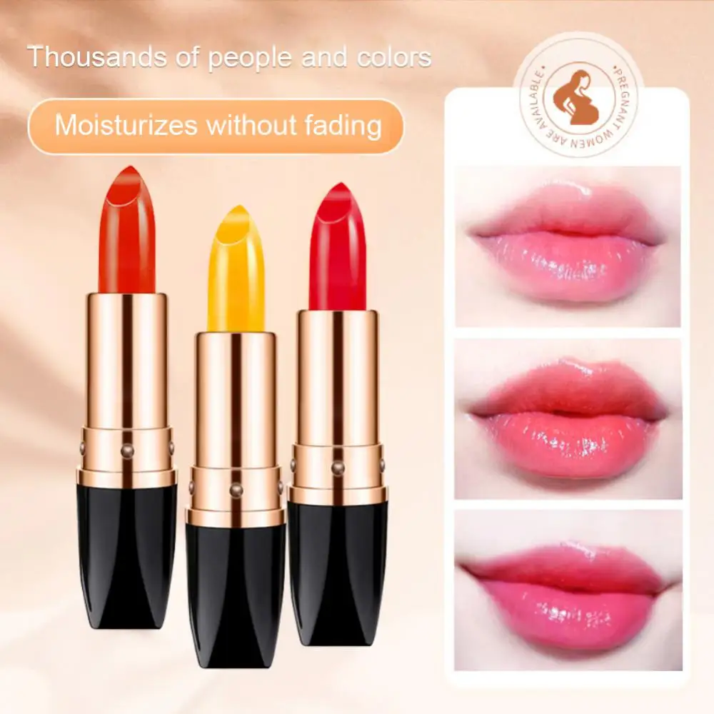 2PCS Colored Lip Balm Lip Nourishing Color Changing Lipstick Waterproof Lips Makeup Carotene Cheery Lipstick Lip Care images - 6