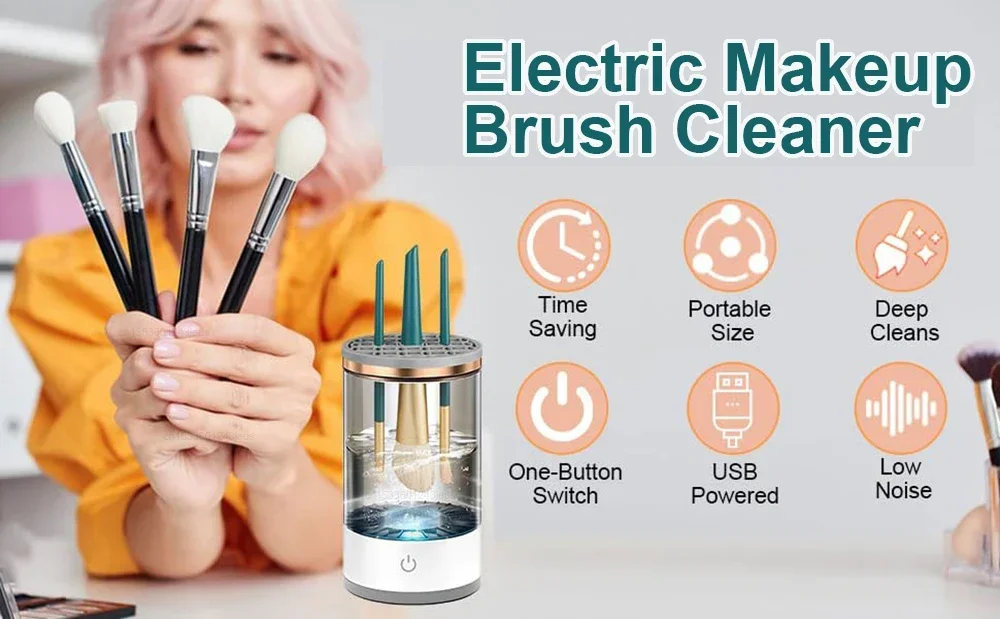 Description Picture 2 of itemElectric Makeup Brush Cleaner Rechargeable Makeup Brushes Cleaning Tool Automatic Makeup Brush Cleaning Stand Device