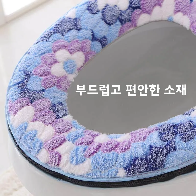 두꺼운 플러시 변기 시트 커버 가정용 사계절 방수 변기 매트 가을 겨울 지퍼형 변기 시트 쿠션