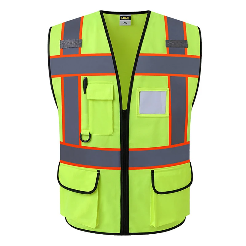 High Vis Safety Vest Fluorescent Yellow Gilet Construction Traffic Worker Workwear Printing for Over 5 Pieces