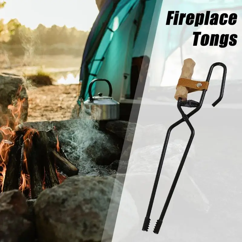 Log Grabber Campfire Tongs Fire Pit Adjustable Fireplace Tongs Firewood Grabber Tool Picking Up Heavy Wood log grabber tongs