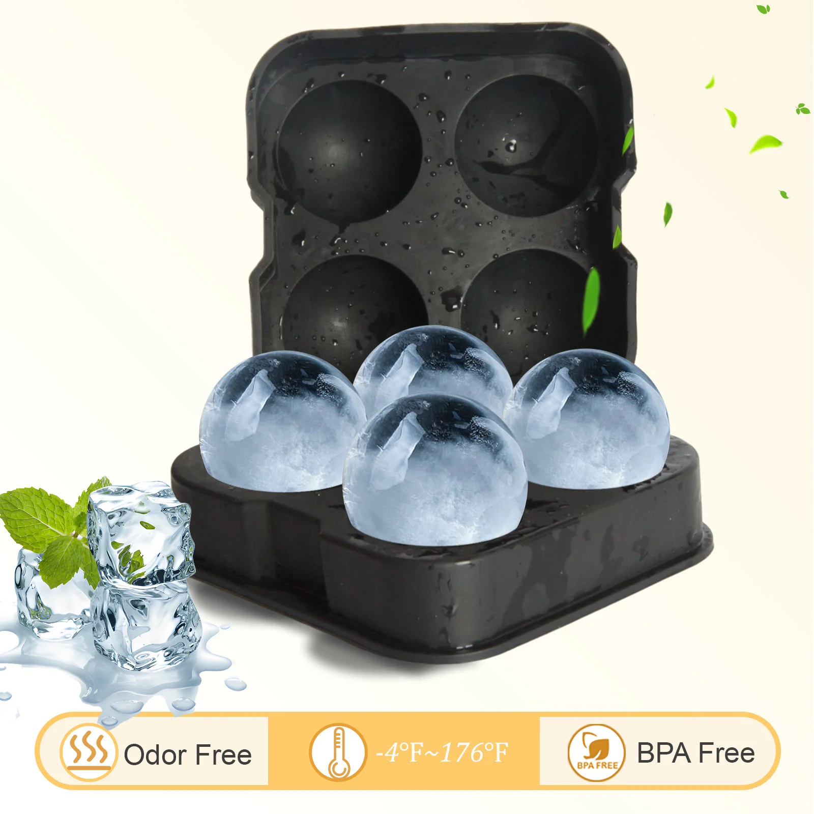 4 Grid Big Ice Tray Mold Box Large Food Grade Silicone Ice Cube Square 2/3PCS Tray Mold DIY Maker Cube for Whiskey