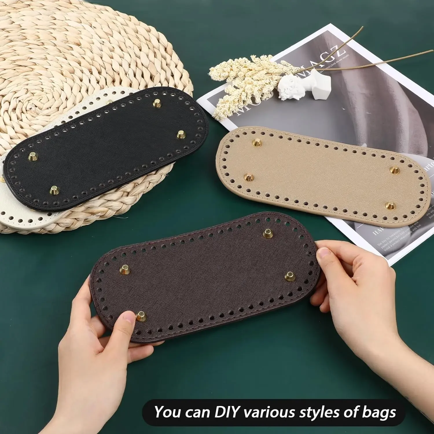 1개입 가방 바닥 패드, 크로셰 가죽 가방 바닥 패드, DIY 크로셰 가방, 숄더백, 핸드백 공예 제작용 바닥 쉐이퍼 패드