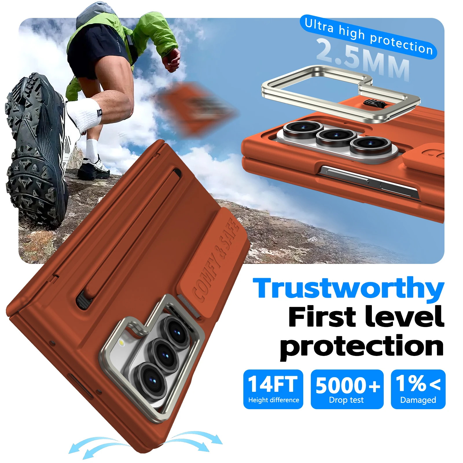 Premium Shockproof Phone Case with Built-in Screen Protector and Pen Slot Cover