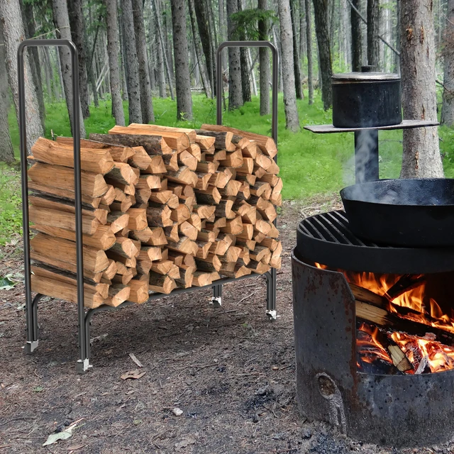 Support pour bois de chauffage d'extérieur robuste pour rangement de bois  de chauffage, support réglable pour bois de chauffage intérieur, 1,5 m,  pour bois de chauffage pour cheminée, terrasse, : : Outils