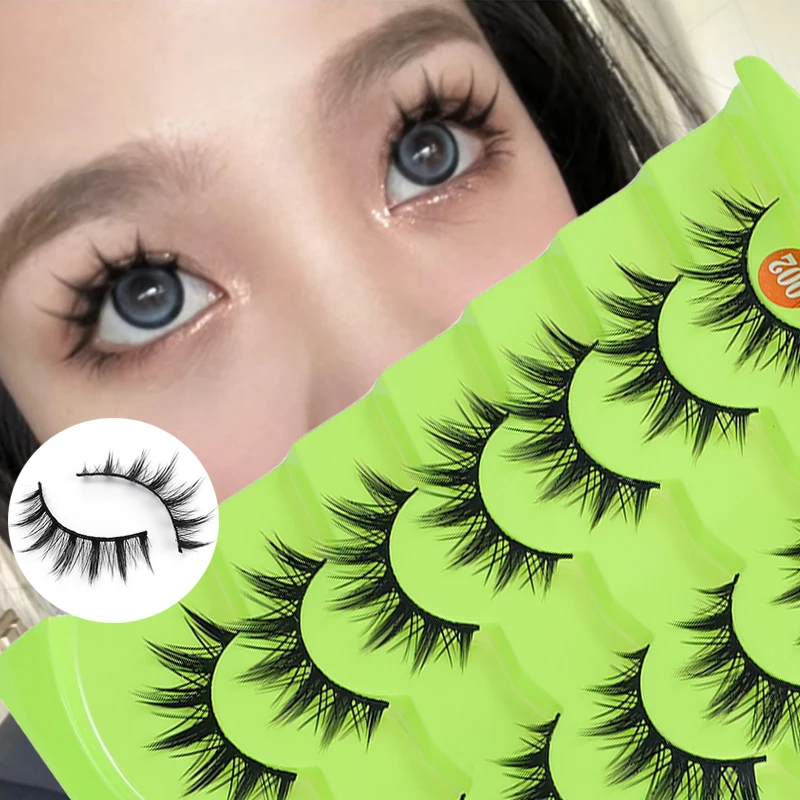 

Manga Lashes 7 Pairs Eyelashes Natural False Lashes Fluffy Soft Cross Wispy Natural Mink Fluffy Eyelash Extension Korean Makeup