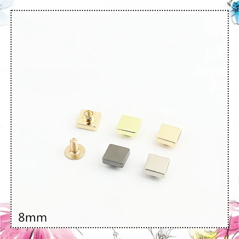 50Pcs Square Handbag Rivets Stud Screw Metal Buckles Bag Studs Nail for Leather Craft Belt Wallet Bag Decor Hardware Accessories