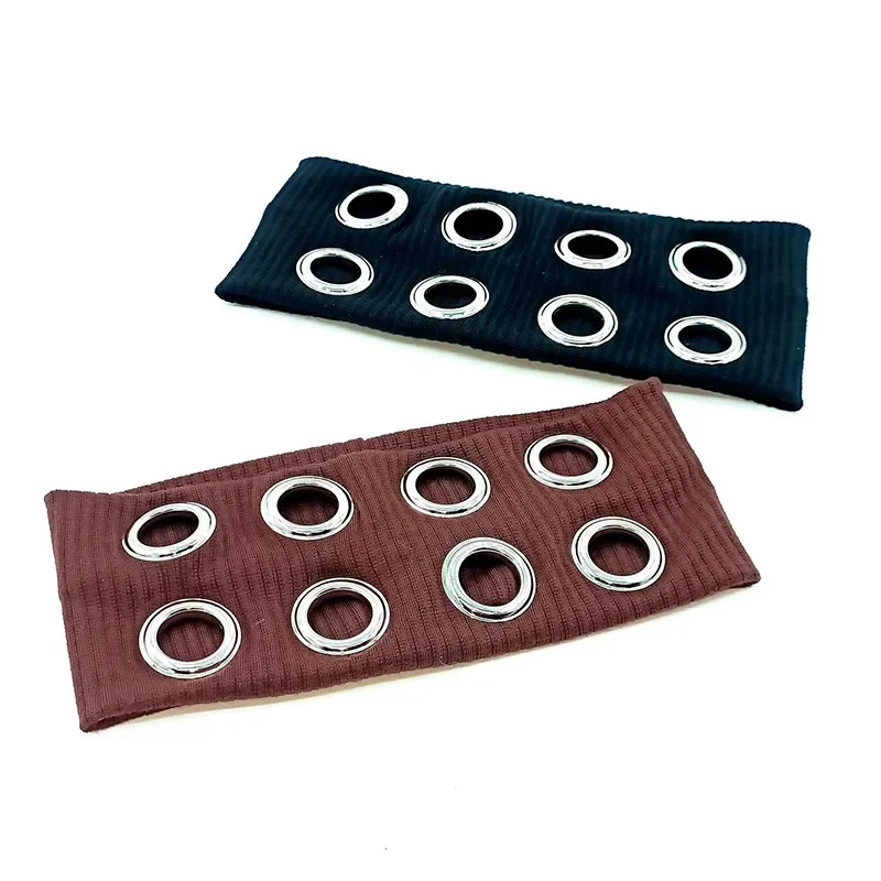 Fabric Hollow Elastic Headband Demo Punk Grunge Hollowed Out Eyelets Wide Elastic Headband Grunge Stretchy Casual Hair Accessory