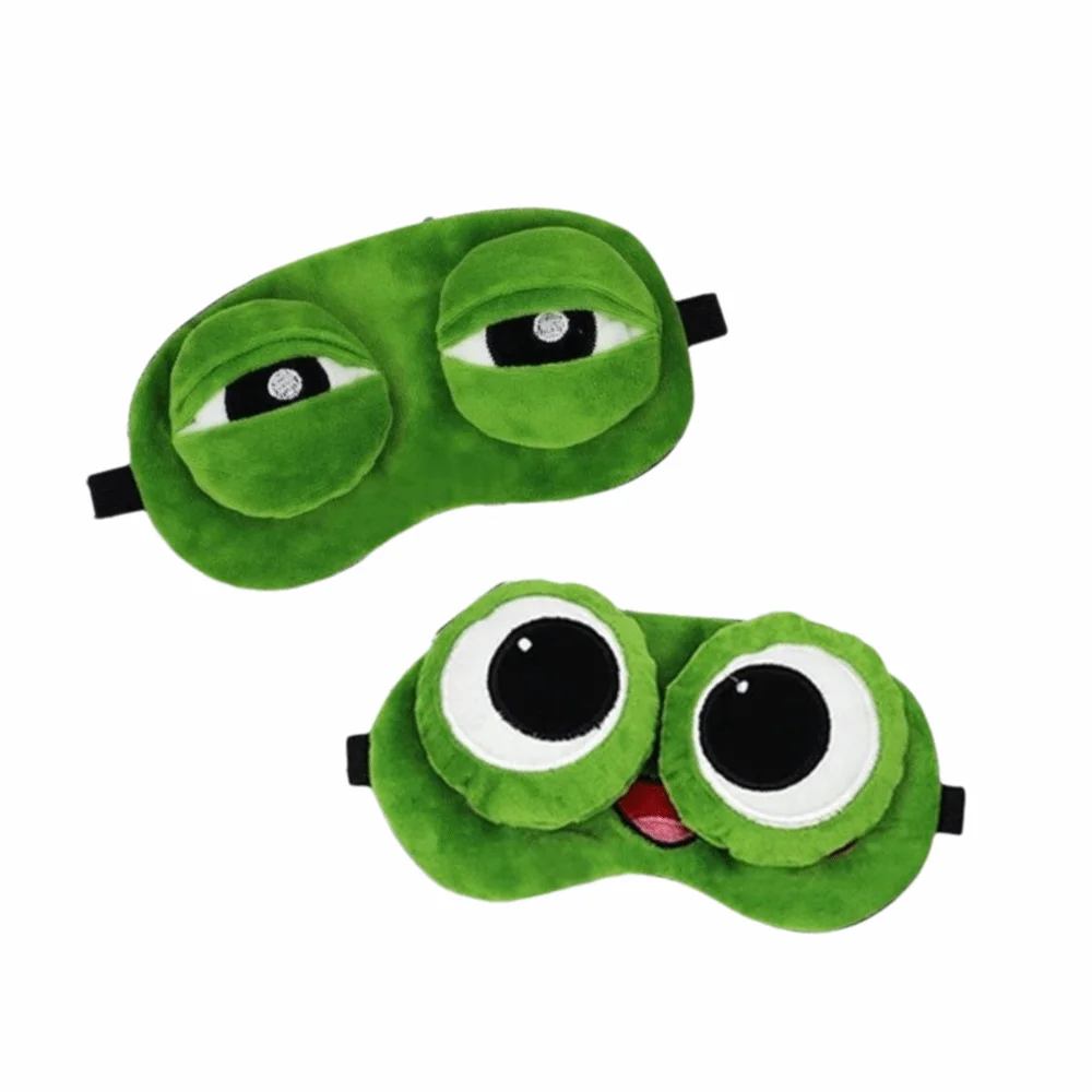 Lovely Cartoon Frog Sleep Eye Mask Skin-friendly Breathable Shading Sleep Mask Green Big Eyes Sleeping Eye Cover Dream Night