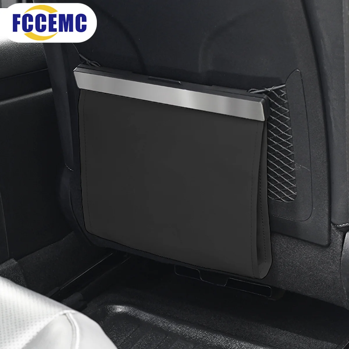 LED Car Garbage Bag Waterproof Magnetic Adsorption Trash Can Back Seat Hanging PU Leather Storage Box Pocket Leak-proof car trash can