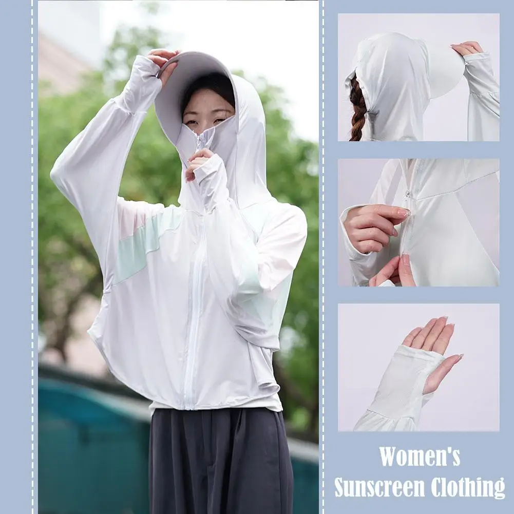 Cooling UV Protection Clothing UPF 50+ Women Sun Protection Clothing Ultra-thin Breathable Quick-drying Sun Jacket