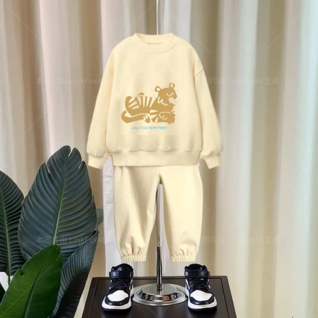 Autumn Children Boy Clothes Set Kid Girls Cartoon Printed Sweatshirts Pullover Top And Pants Suit Long Sleeve Tracksuits