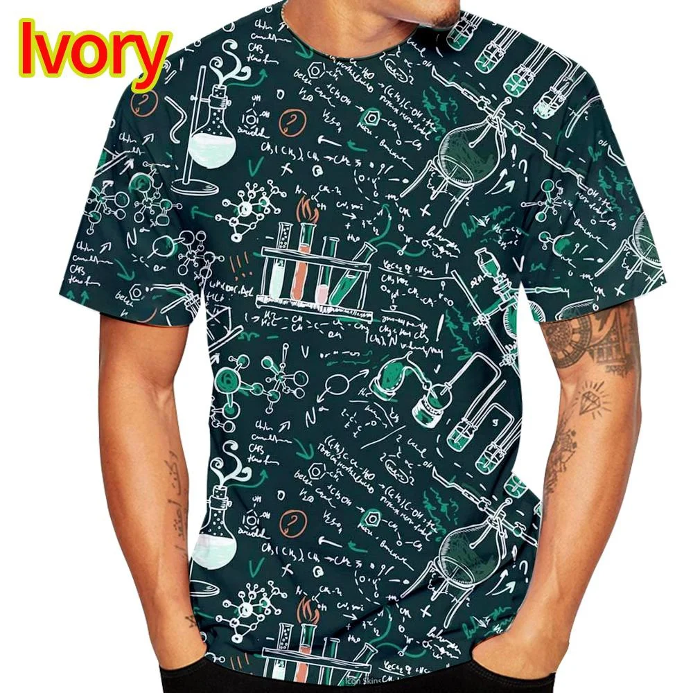 

New Men Casual Fashion Short Sleeve 3d Printing Mathematical Mathematics Formula T-shirt Tops