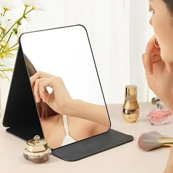 Specchio per il trucco pieghevole Specchio per il trucco da tavolo portatile di alta qualità Specchio per il trucco da donna creativo su un solo lato in tinta unita 1