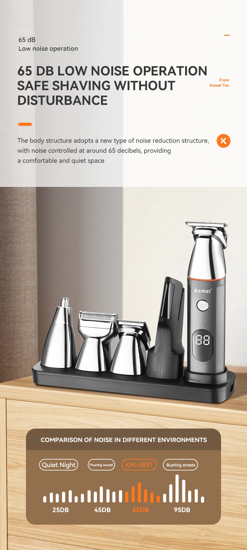 Kemei KM-5857 5 in 1 Professional Hair Trimmer description image 7